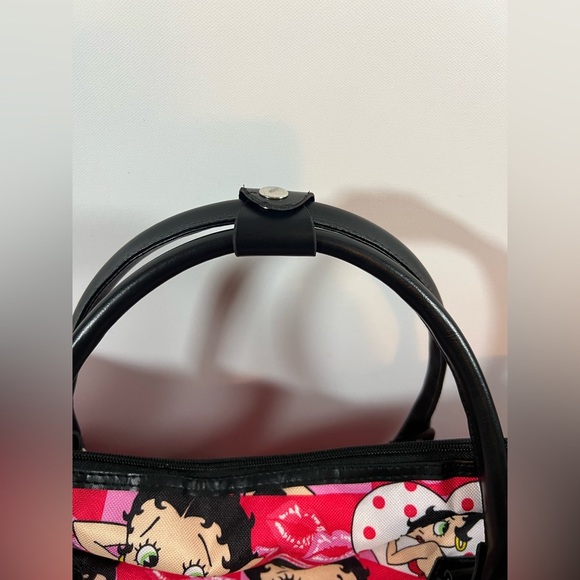 Betty Boop Duffle Bag Women Shoulder Canvas Travel Overnight Kisses Lips - Picture 3 of 16